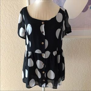 MINKPINK Peplum Short Sleeve Blouse Top
